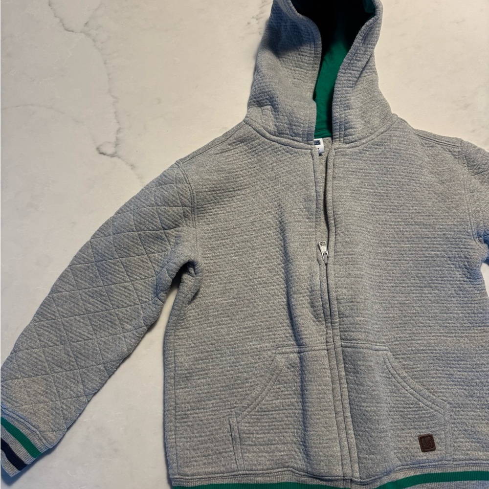 Janie and Jack Gray and Green Zip-Up Hoodie